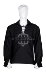 Traditional Scottish Ghillie Jacobite Black Kilt Shirt