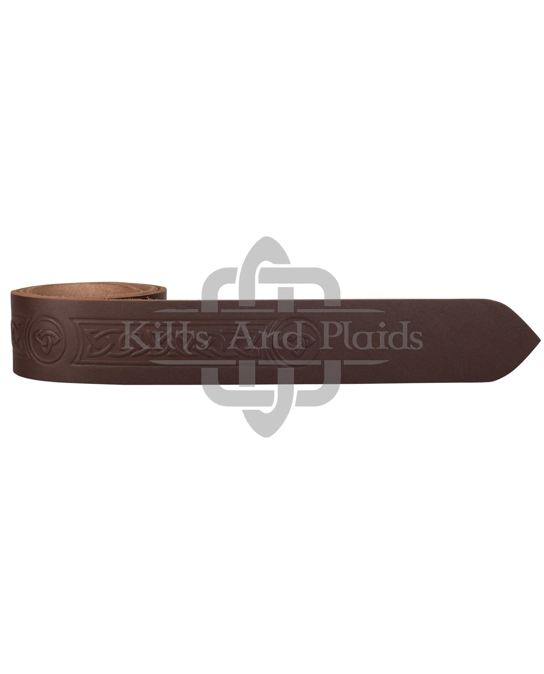 Trinity Knots Embossed Brown Kilt Belt - Image 2