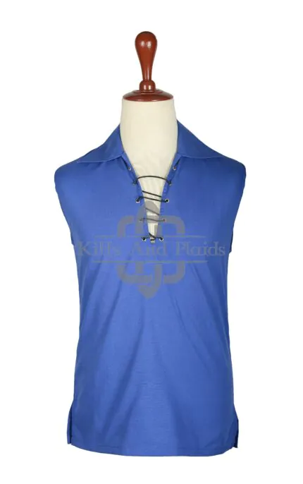 Scottish Jacobite Gillie Royal Blue KILT Shirt
