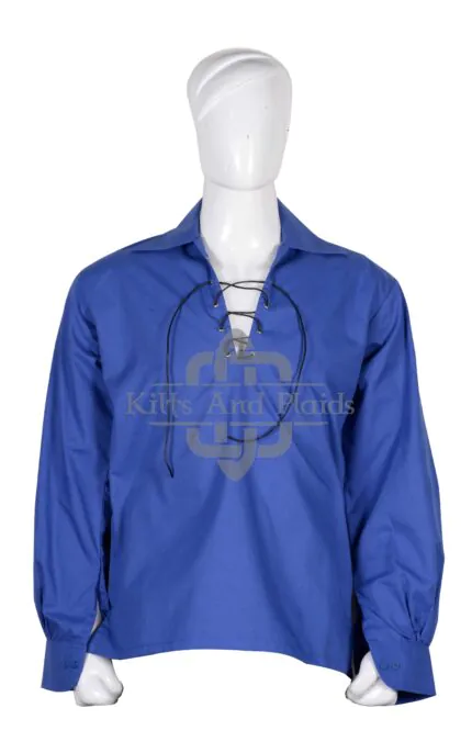 Traditional Scottish Ghillie Jacobite Royal Blue Kilt Shirt