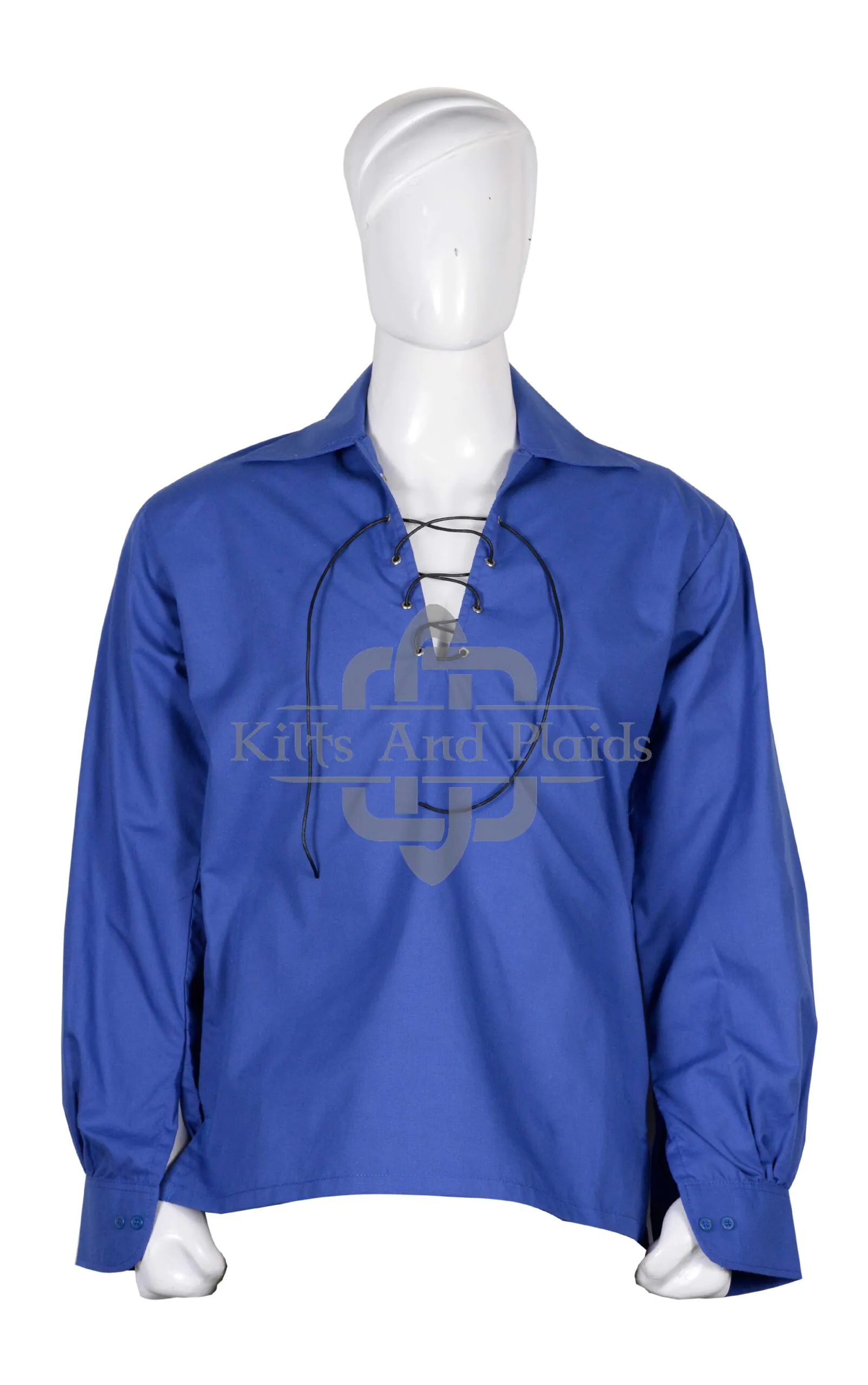 Traditional Scottish Ghillie Jacobite Royal Blue Kilt Shirt