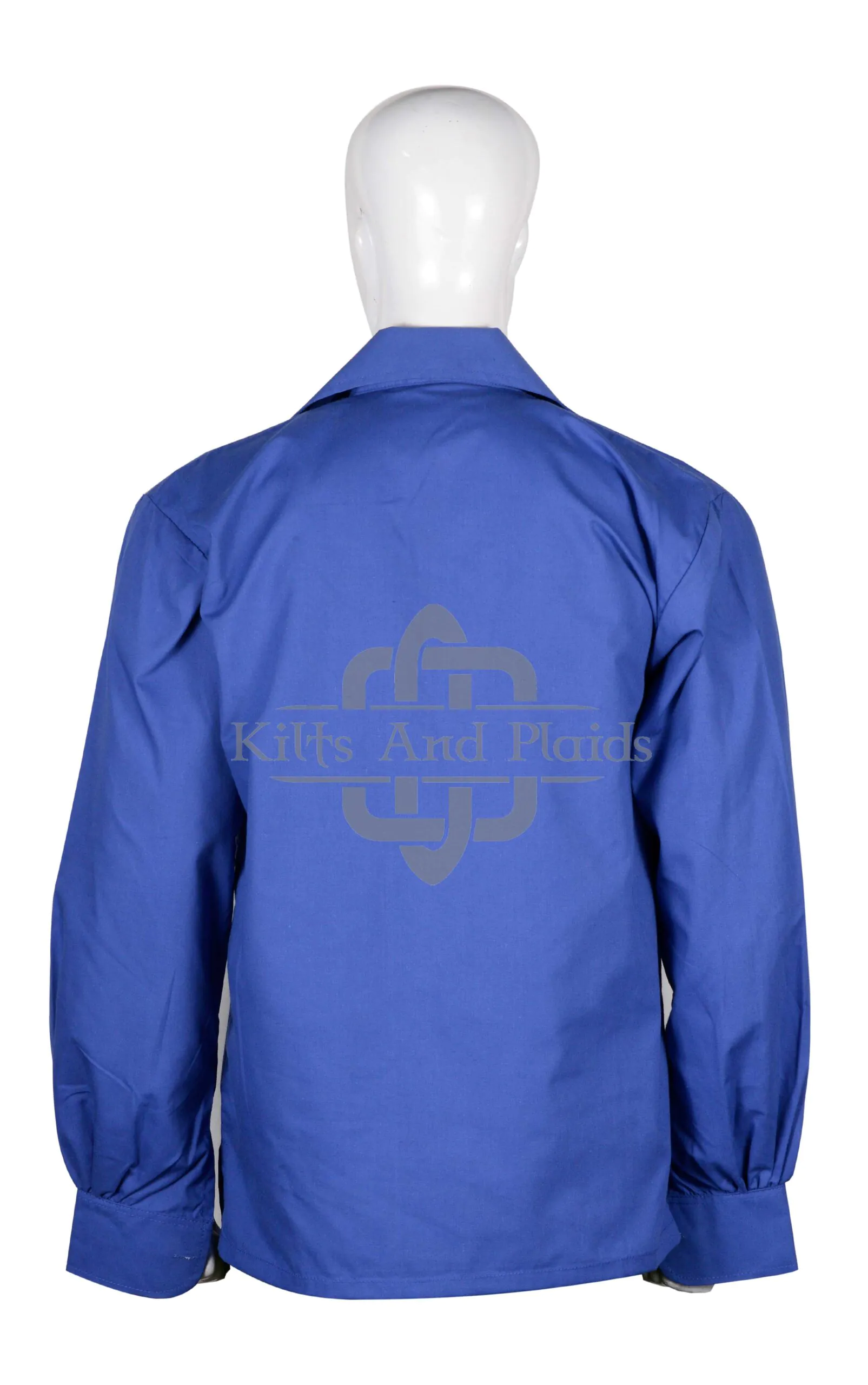 Traditional Scottish Ghillie Jacobite Royal Blue Kilt Shirt - Image 3
