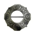 Scottish Celtic Knot Antique Finish Fly Plaid Piper Brooch