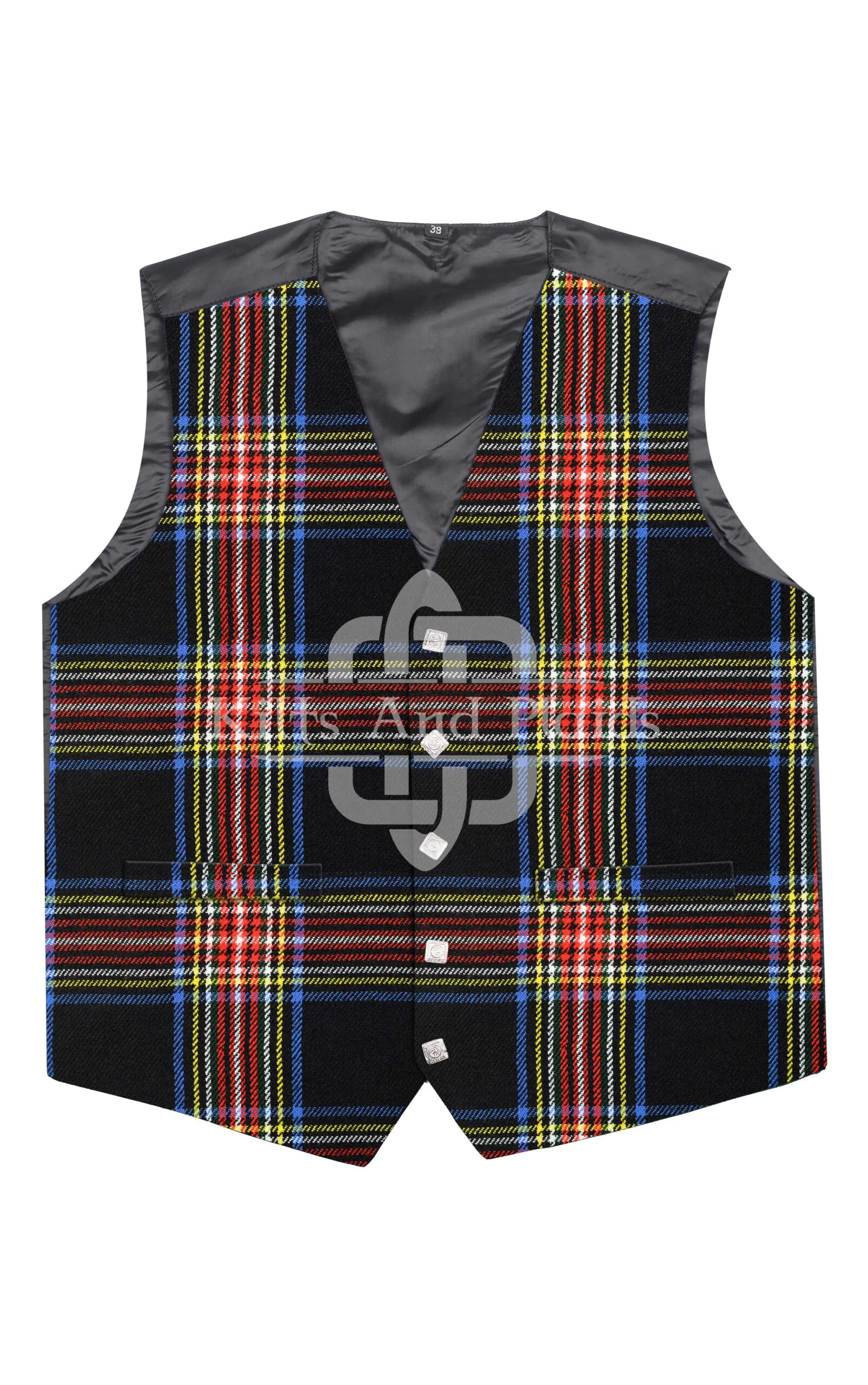 Black Stewart Tartan Argyll Vest