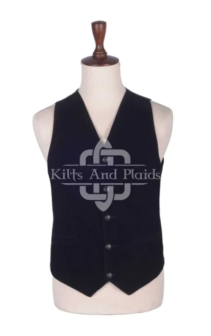 Black Velvet 5 Buttons Argyll Waistcoat