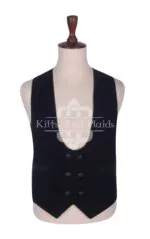 Black Velvet Double Breasted Kilt Waistcoat
