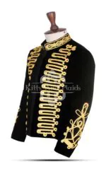 Scottish Black Velvet Gold Braided Military Hussar Jacket