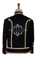 Scottish Black Wool Gold Braided Military Hussar Jacket