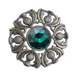 Scottish Antique Bottle green Brass Brooch