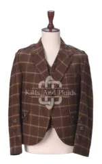 Brown Plaid Wool 5 Buttons Argyll Jacket