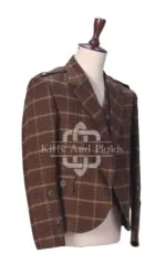 Brown Plaid Wool 5 Buttons Argyll Jacket