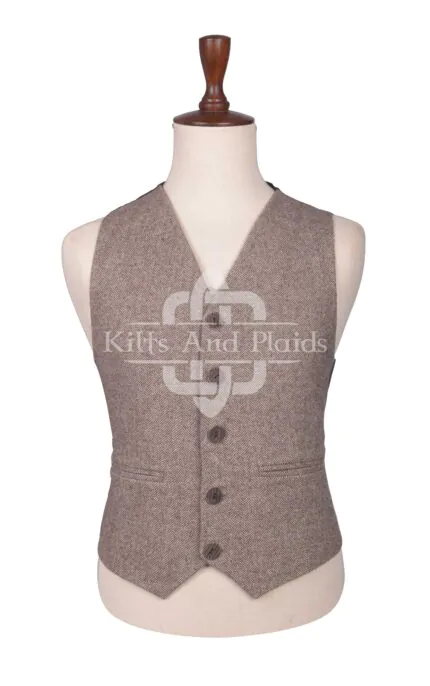 Brown Tweed 5-Button Waistcoat
