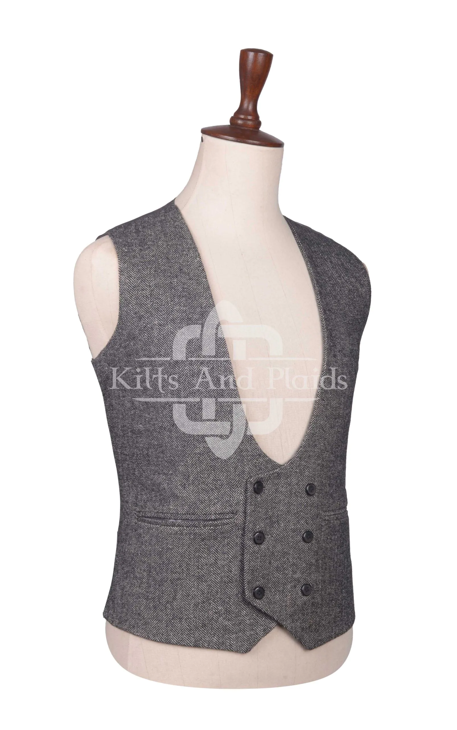 Brown Tweed Double Breasted Kilt Waistcoat