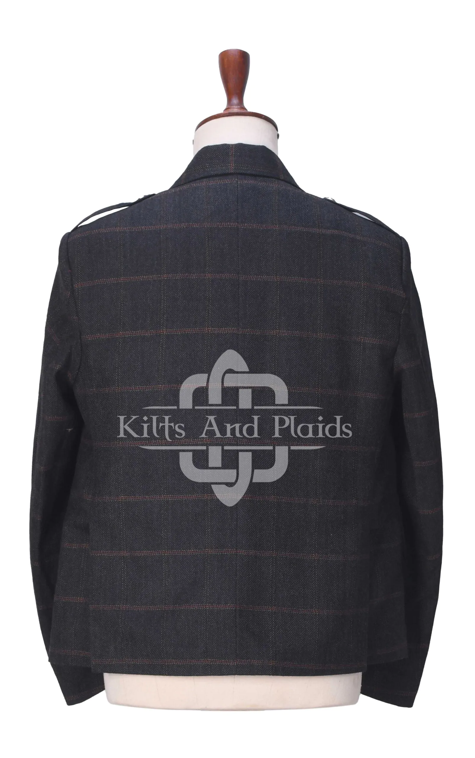 Charcoal Gray Plaid Tweed Jacket