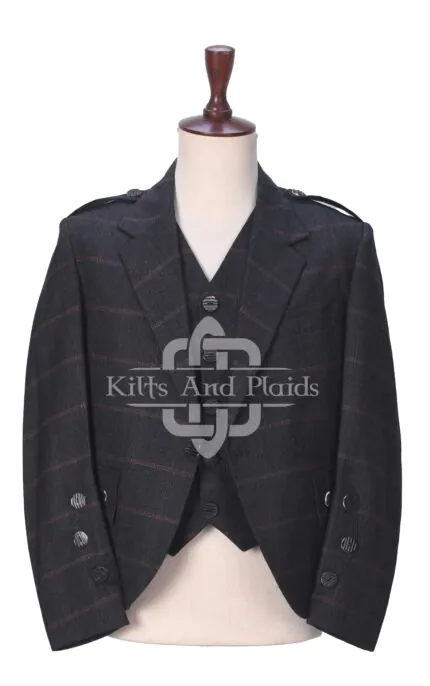 Charcoal Gray Plaid Tweed Jacket