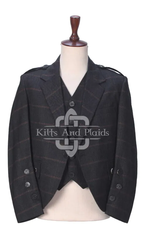Charcoal Gray Plaid Tweed Jacket
