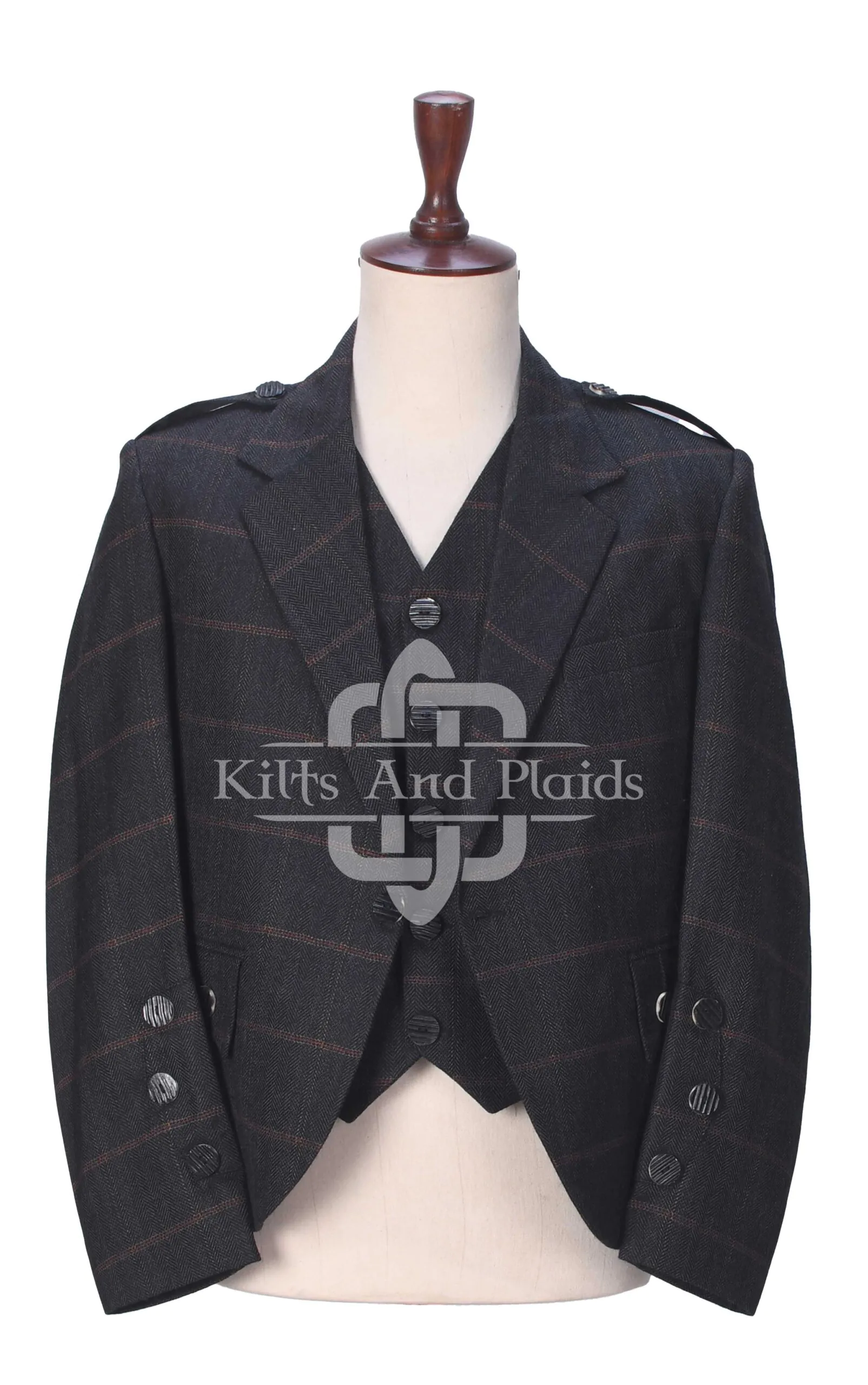 Charcoal Gray Plaid Tweed Jacket