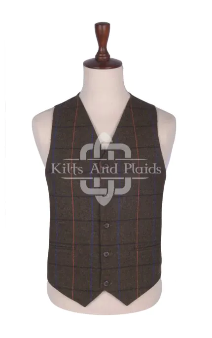 Country Brown Tweed 5-Button Waistcoat