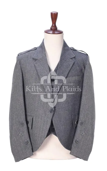 Gray Tweed 5 Buttons Argyll Jacket