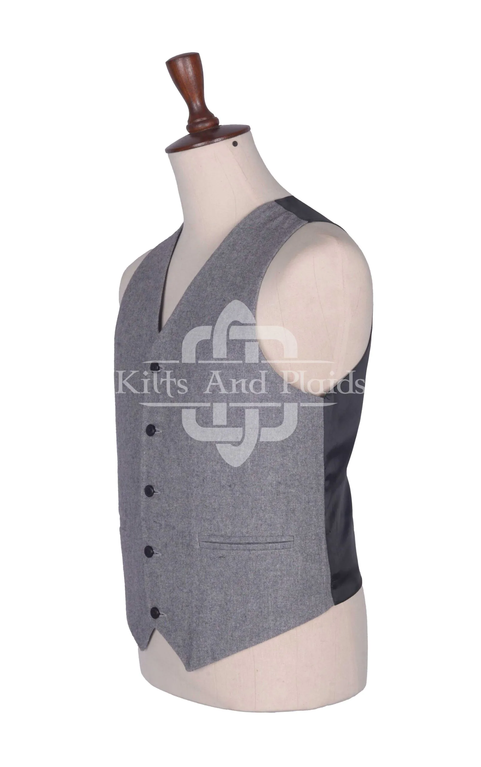 Gray Wool 5-Button Waistcoat