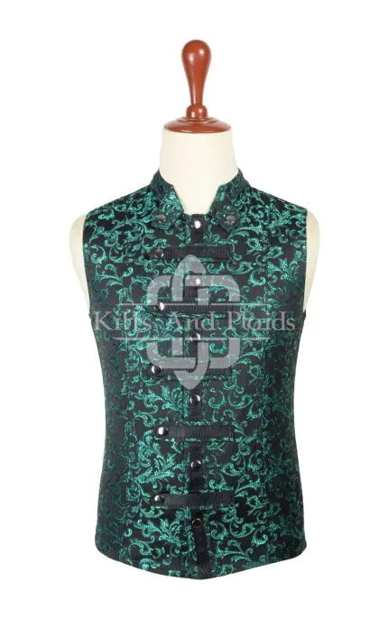 Green Brocade Gothic Vest