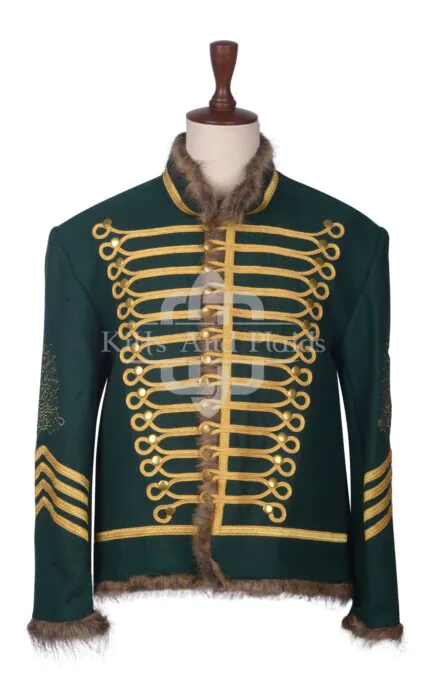 Green Wool Gold Braided Royal Military Officer Jacket