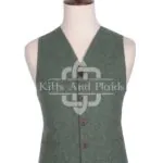 Lovat Green Wool 5 Buttons Argyll Vest