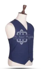 Navy Blue Wool 5 Buttons Argyll Vest - Image 2
