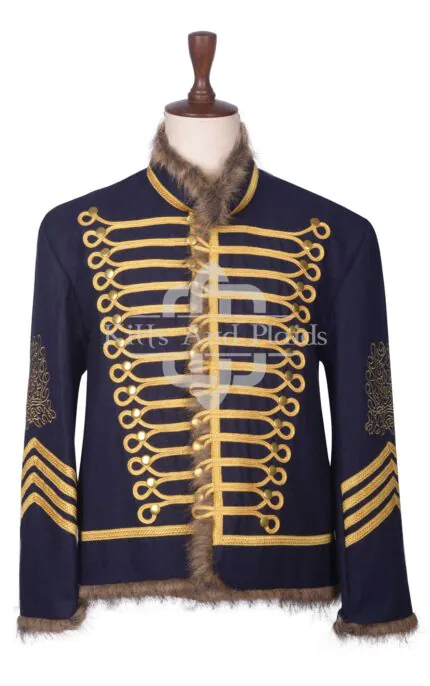 Navy Wool Gold Braided Royal Military Officer Jacket