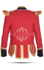 Red Gold Melton Wool Scottish Military Piper Doublet