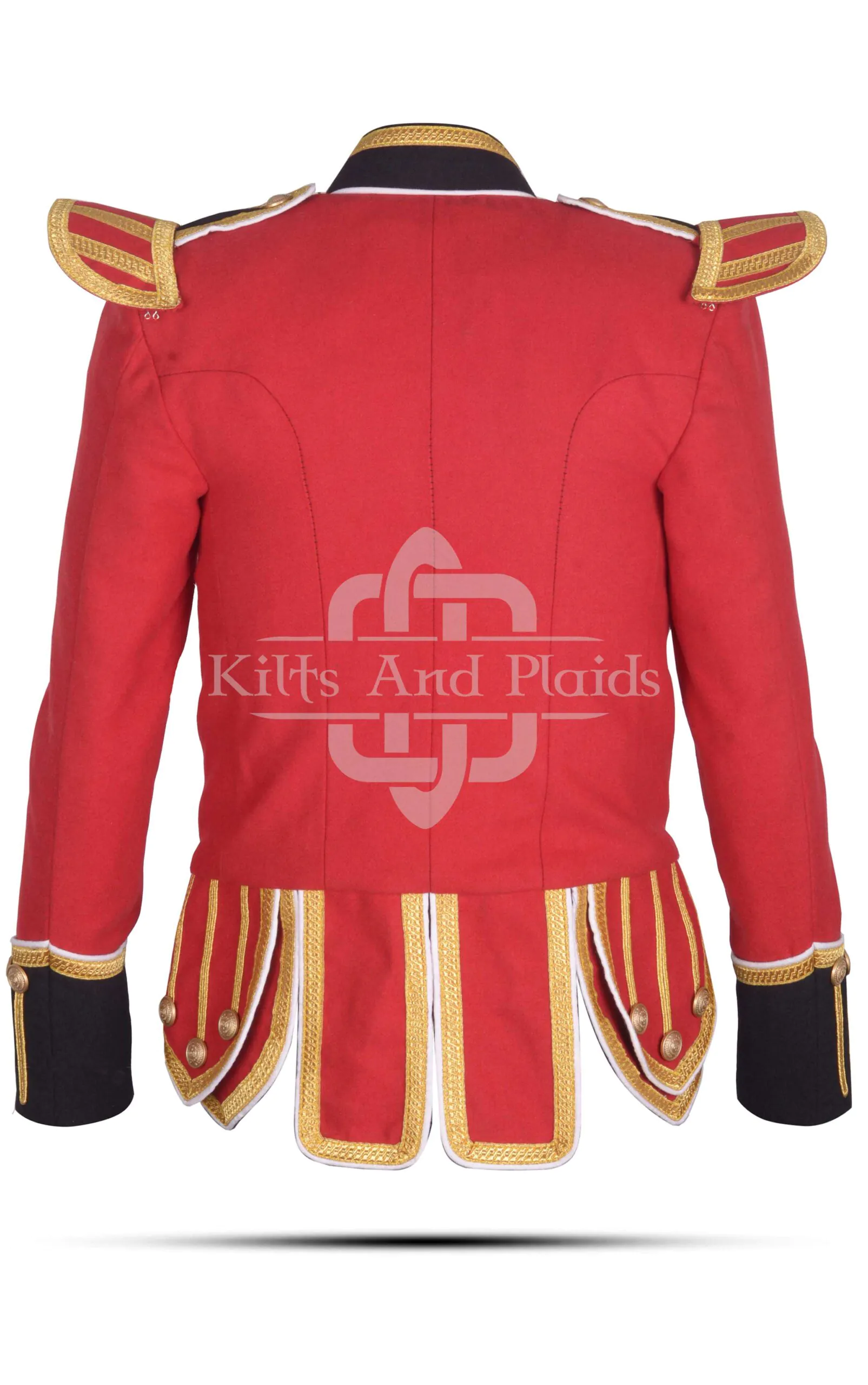 Red Gold Melton Wool Scottish Military Piper Doublet