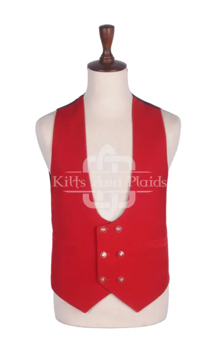 Red Velvet Double Breasted Kilt Waistcoat