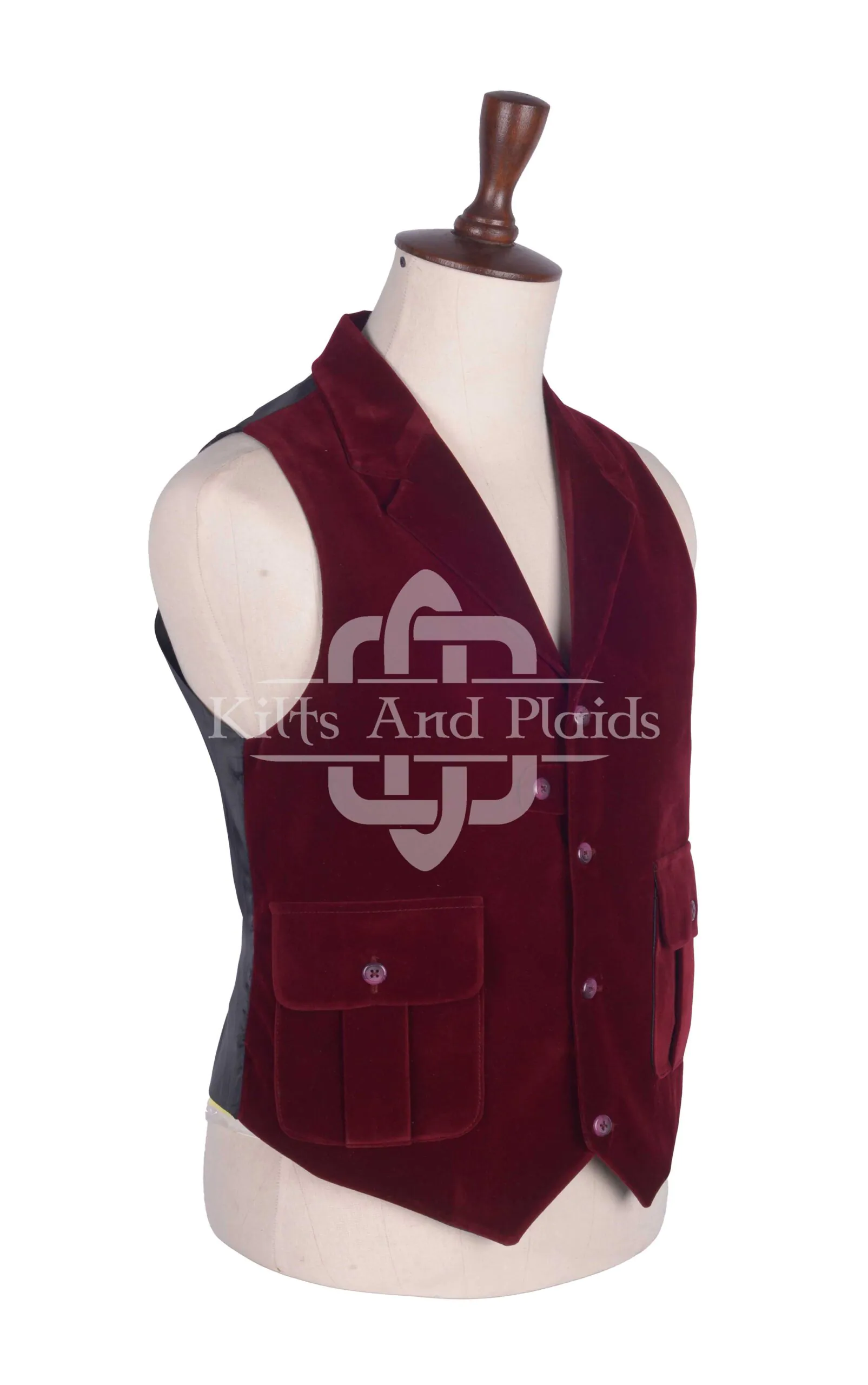 Red Vine Velvet Waistcoat - Image 2
