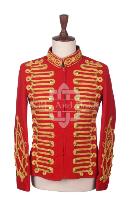 Red Wool Gold Braided Royal Military Officer Jacket