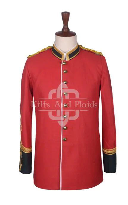 Red Wool Military Officer Tunic Rennaisance Jacket