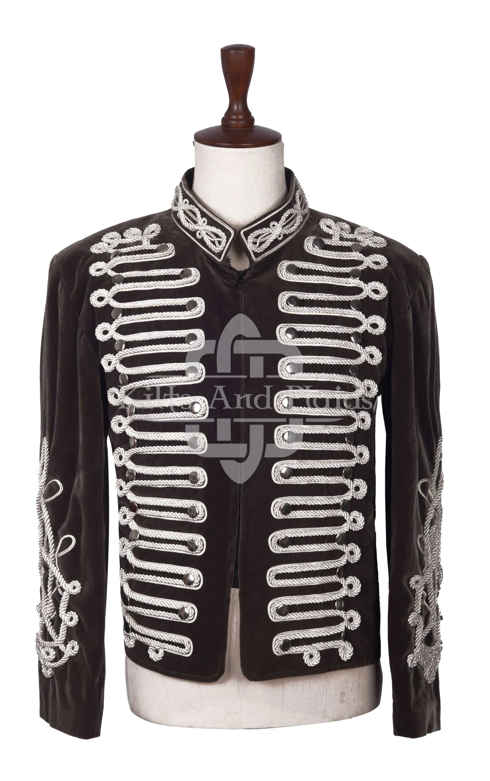 Rennaisance Military Officer Jacket Silver Braided