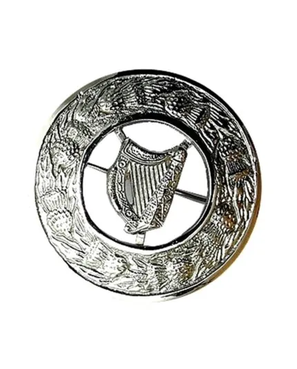 Scottish Antique Irish Harp kilt Brass Brooch