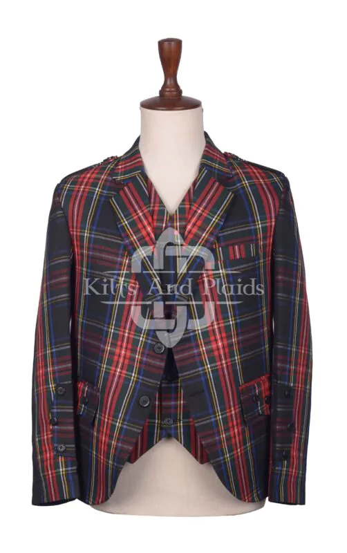 Stewart Black Tartan Argyll Jacket