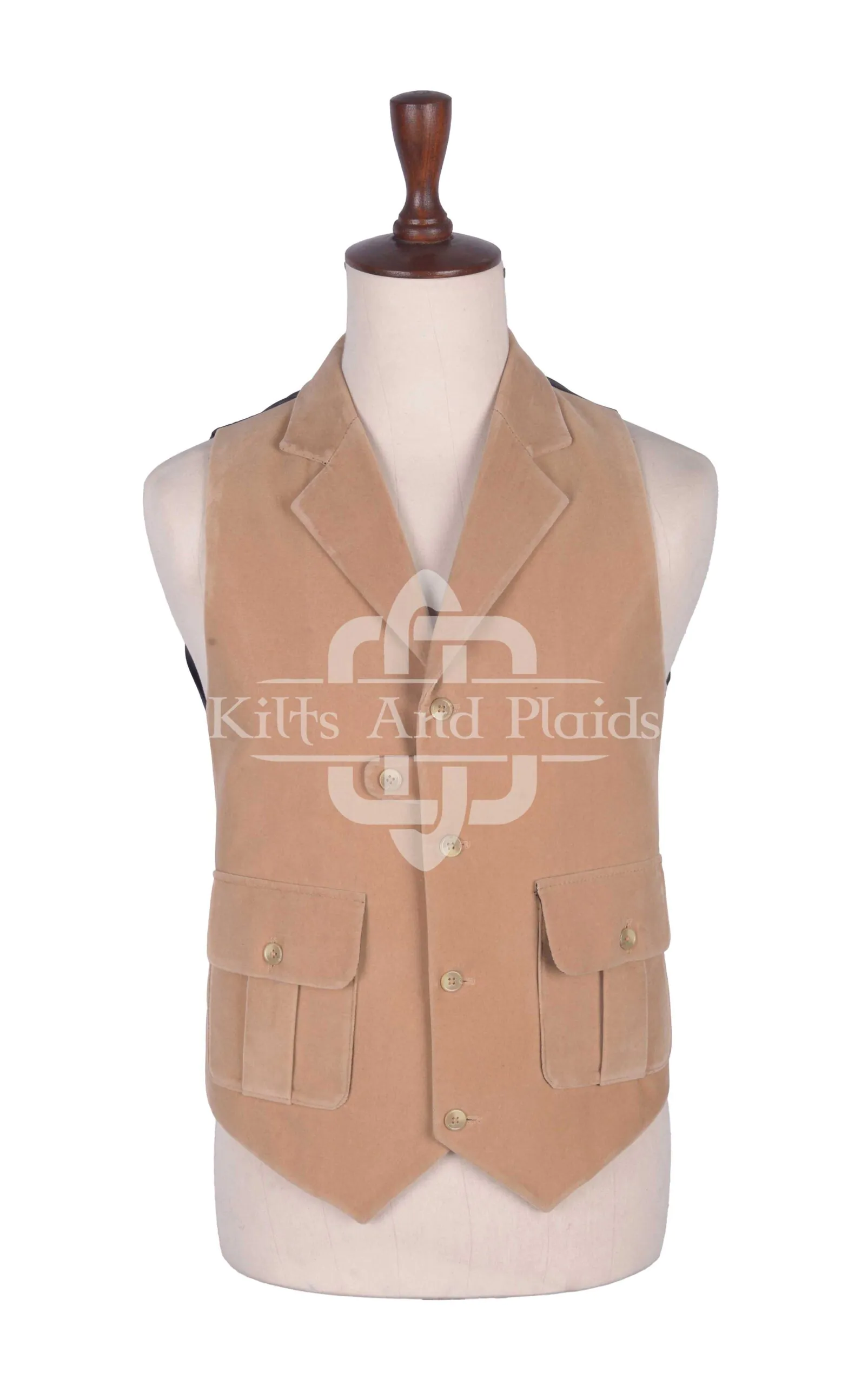 Tan-Velvet-Waistcoat-for-Men-2 Tan Velvet Waistcoat