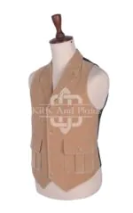 Tan Velvet Waistcoat - Image 2