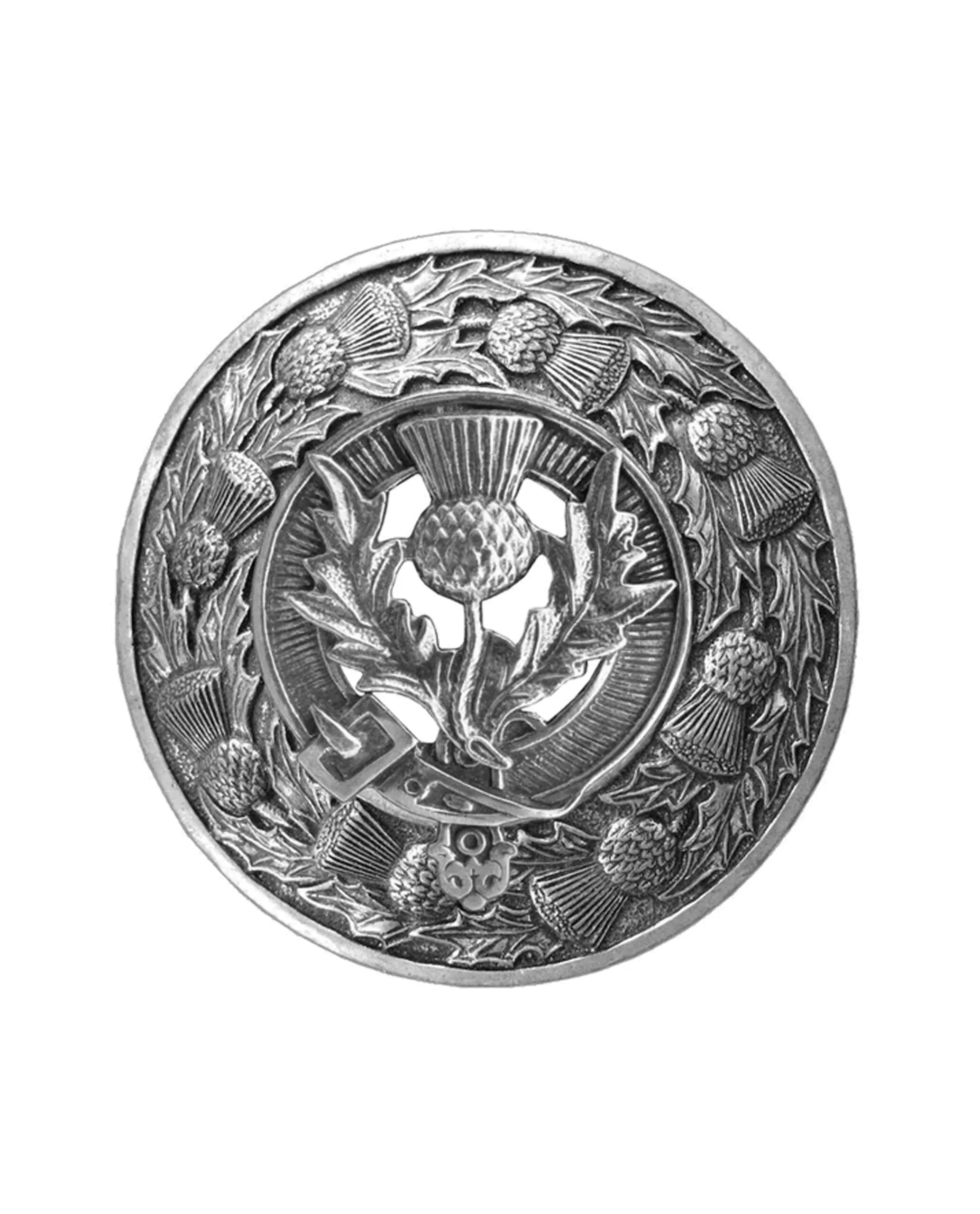 Scottish Antique Thistle Plaid Pin Brooch