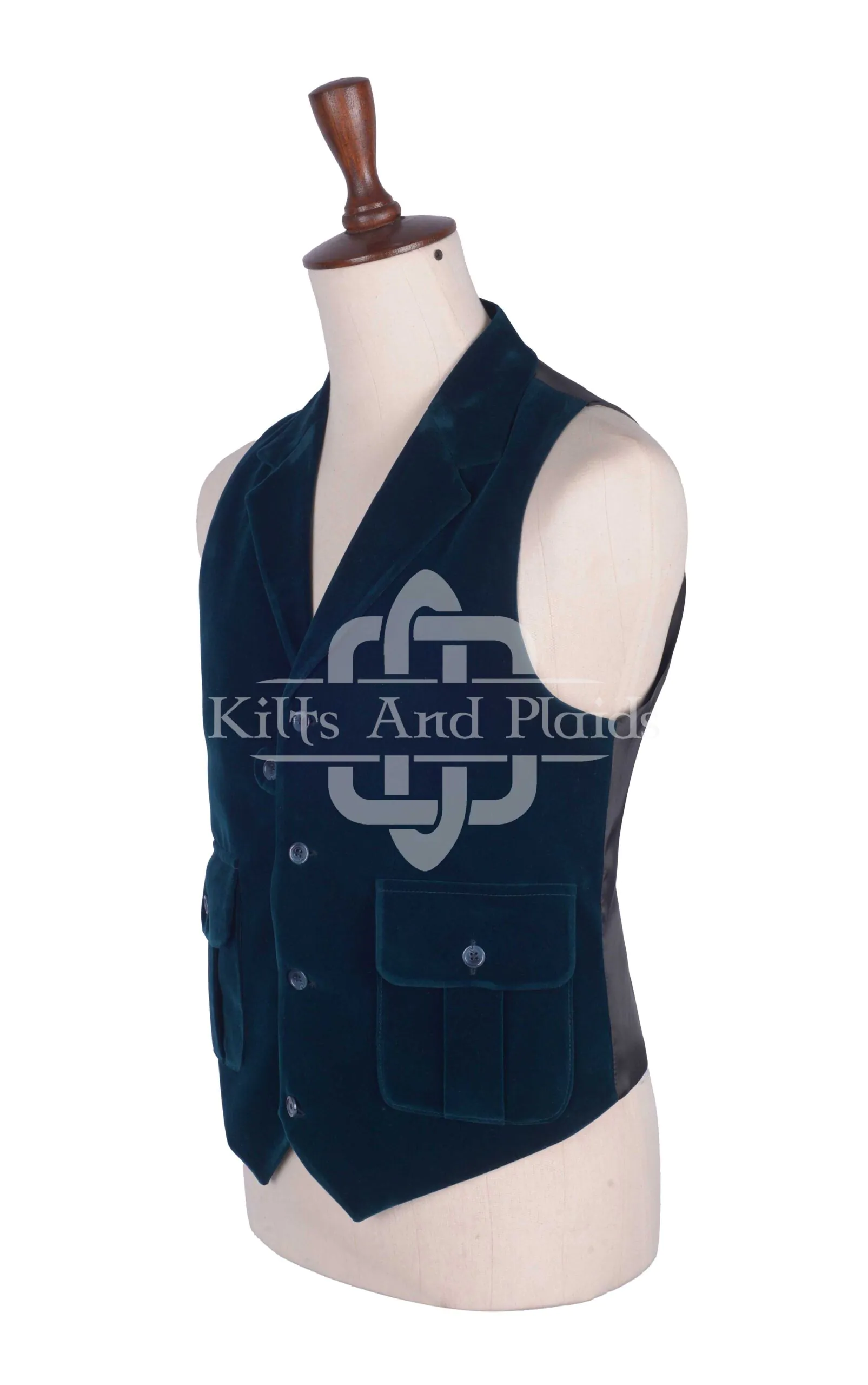 Torquise Blue Velvet Waistcoat