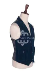 Turquoise Blue Velvet Waistcoat - Image 2