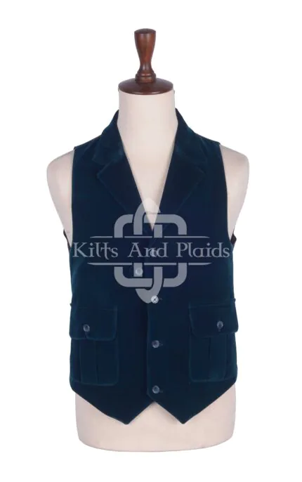 Torquise Blue Velvet Waistcoat