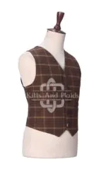 Brown Plaid Wool 5-Button Argyll Waistcoat