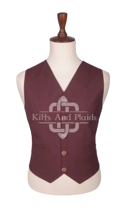 Burgundy Wool Argyll Waistcoat
