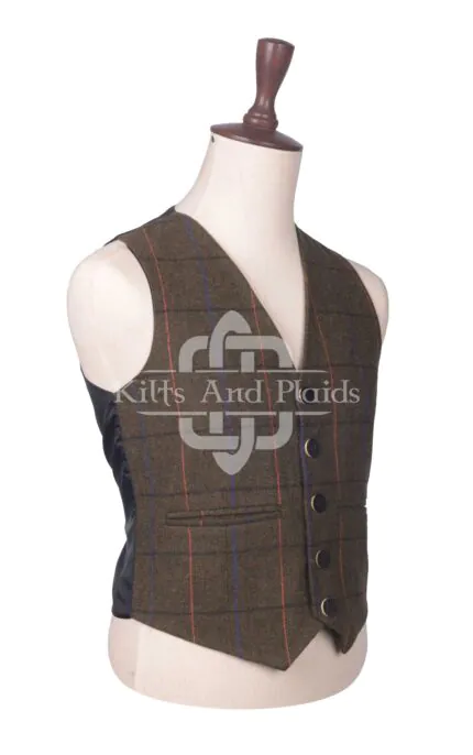 Country Brown Tweed Argyll Waistcoat