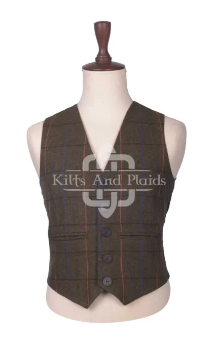 Country Brown Tweed Argyll Waistcoat