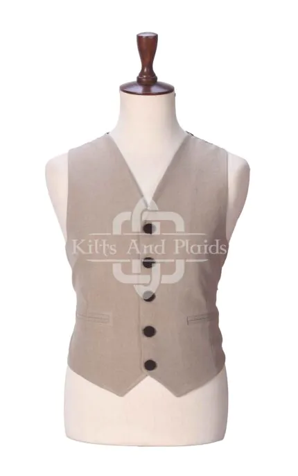Tan Wool 5 Buttons Argyll Waistcoat