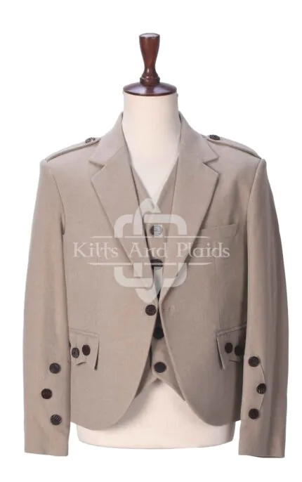 Tan Wool 5 Buttons Argyll Jacket